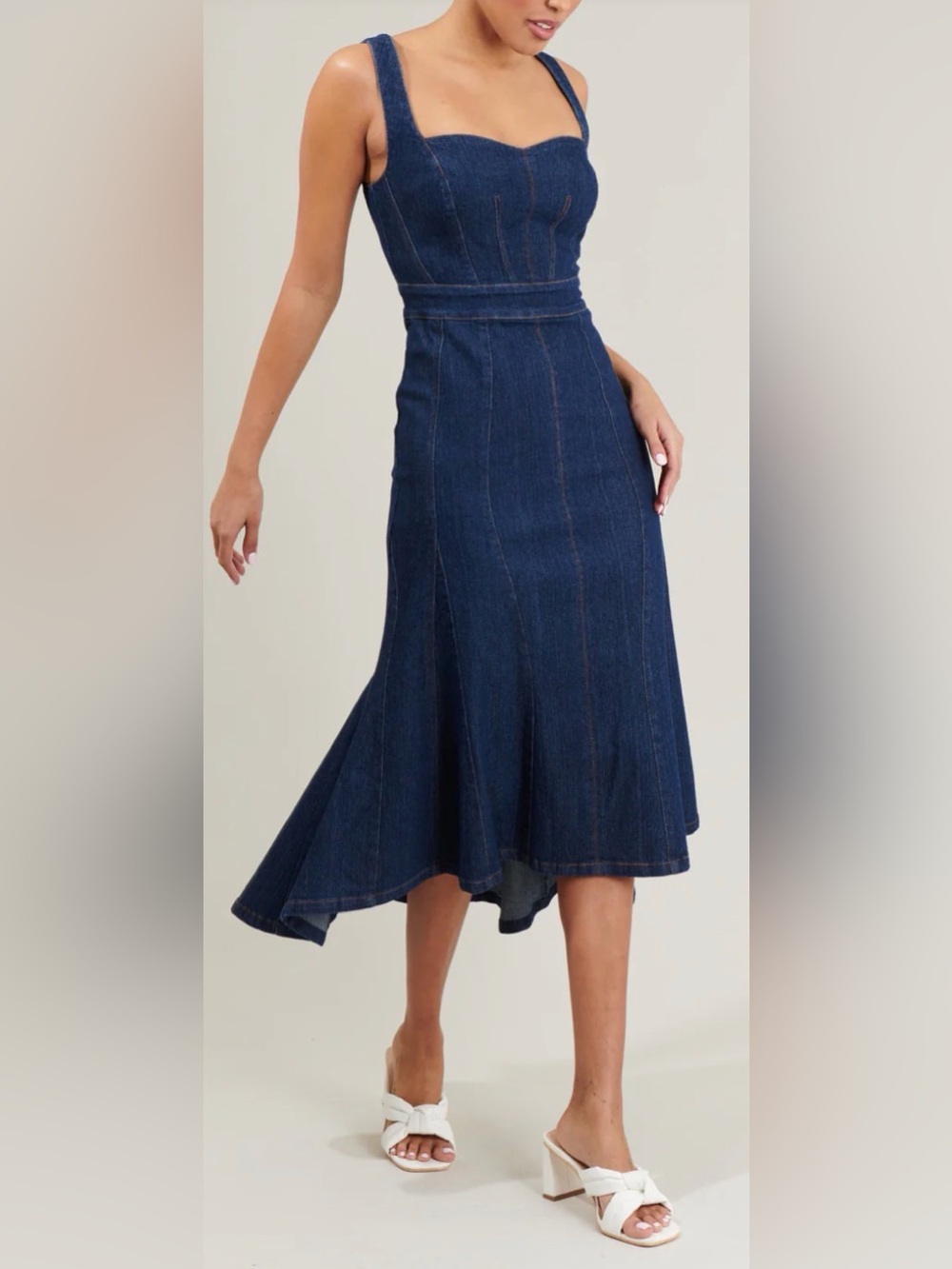 Sugarlips Gabriella High-Low Denim Midi Dress Large